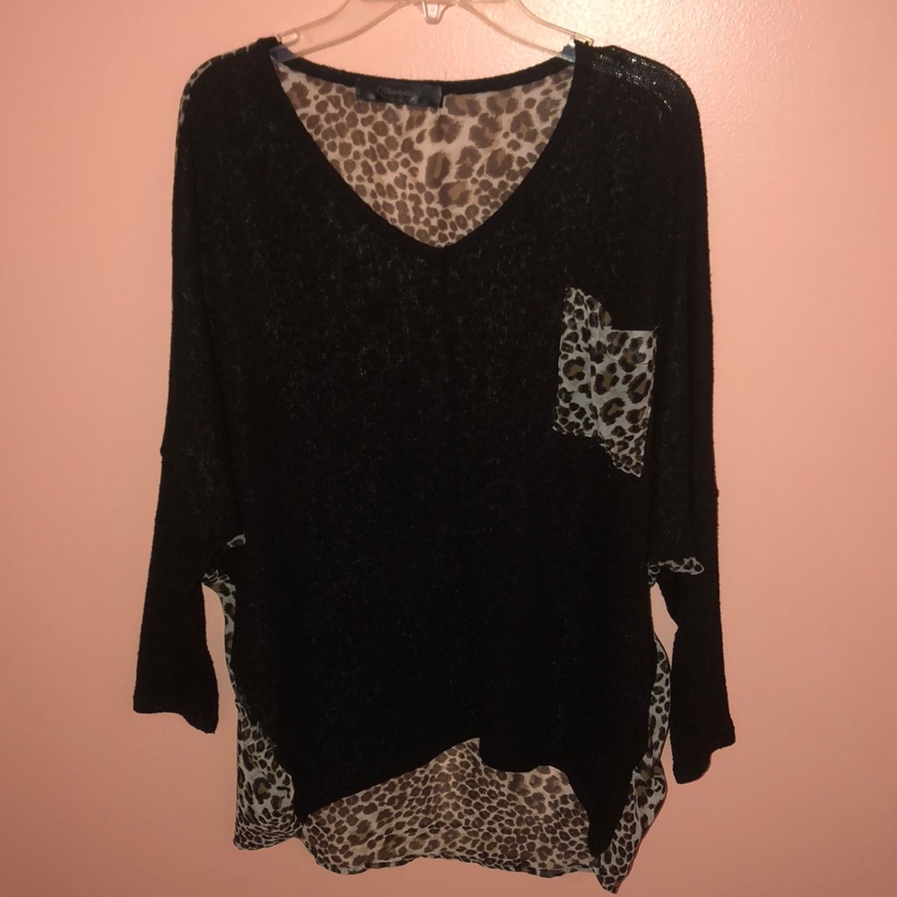 Hi-Low Cheetah Top 3/4 Sleeve